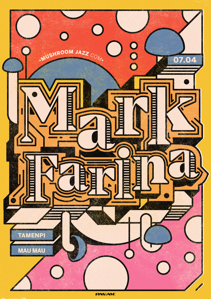 Mark Farina #markfarina #hiphop #rap #illustration #vector #markfarina #hiphop #rap #vector #mushroom #jazz #mark #typography #type #poster