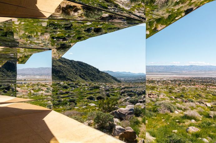 Mirage by Doug Aitken, an installation that is a part of an exhibition called Desert X, curated by Neville Wakefield