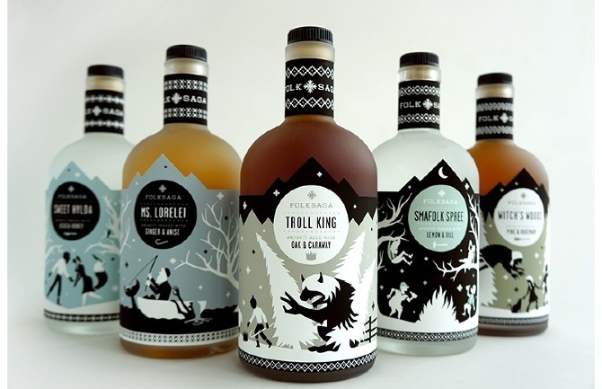 FOLKSAGA LIQUOR PACKAGING - Caleb Heisey Design #packaging #beverage #label