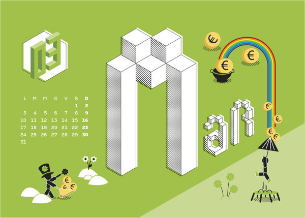 Calendario Algoritmo 2014 on Behance #year #month #calendar #months #calendar2014 #illustration #autumn #2014 #summer #spring #winter