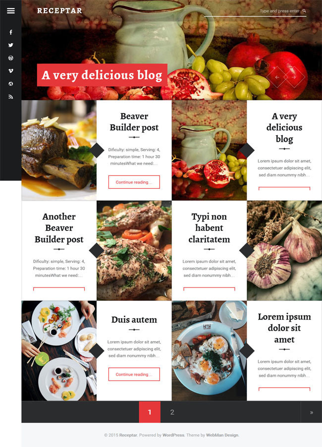 Receptar : Free Food & Recipe WordPress Theme