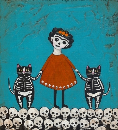 mortumary #dia #skeleton #kahlo #los #de #cat #mexican #cats #frida #muertos