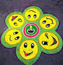 Free Hand Rangoli Designs With Different Smileys