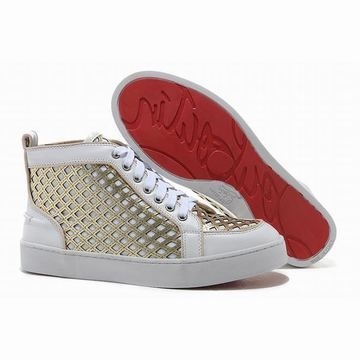 Christian Louboutin Louis Leather Mens Sneakers White Gold #shoes