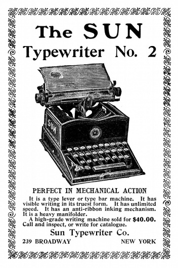 Old Advert: The Sun Typewriter [image 869x1305 pixels , 85] #old #from #books #advertising #typewriter