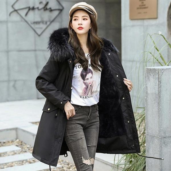 New Arrival Fashion Women Winter Jacket Fur Lining Warm Thicken Ladies Winter Long Coat Parkas Womens Jackets