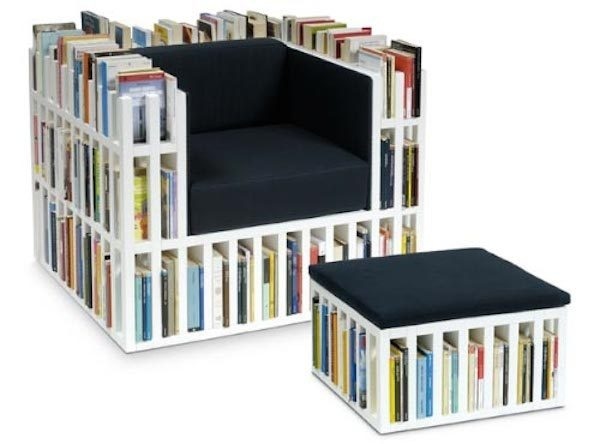 This reading chair has all the books and magazines you need right at your fingertips. #chair #design #product #furniture #industrial
