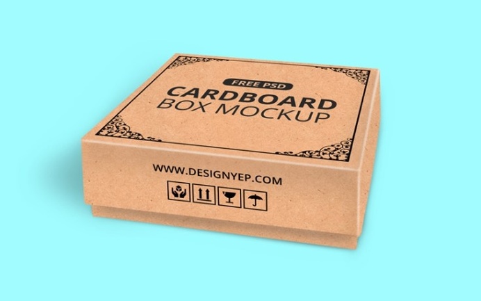 Realistic Cardboard Box Mockup