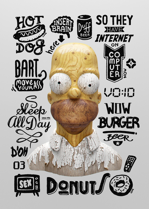 Homer #simpson #goverdose #wood #poland #typography