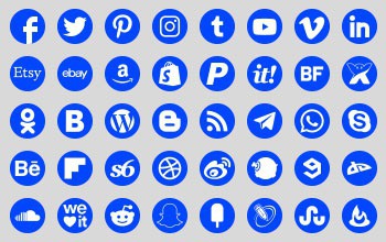Round transparent background basic social icons blue colour