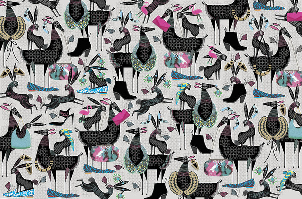 Wrap magazine #illustration #pattern #animals #rabbit #collar