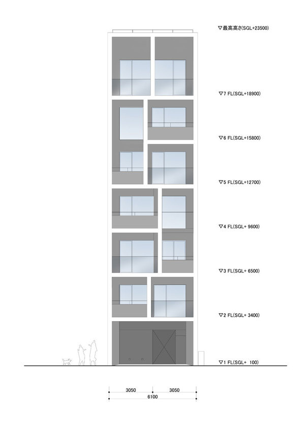 Apartment in Katayama ~ Elevation, Section and Floor Plans – WHAT WE DO IS SECRET #elevations #drawings #facades #towers #architecture #japan #housing