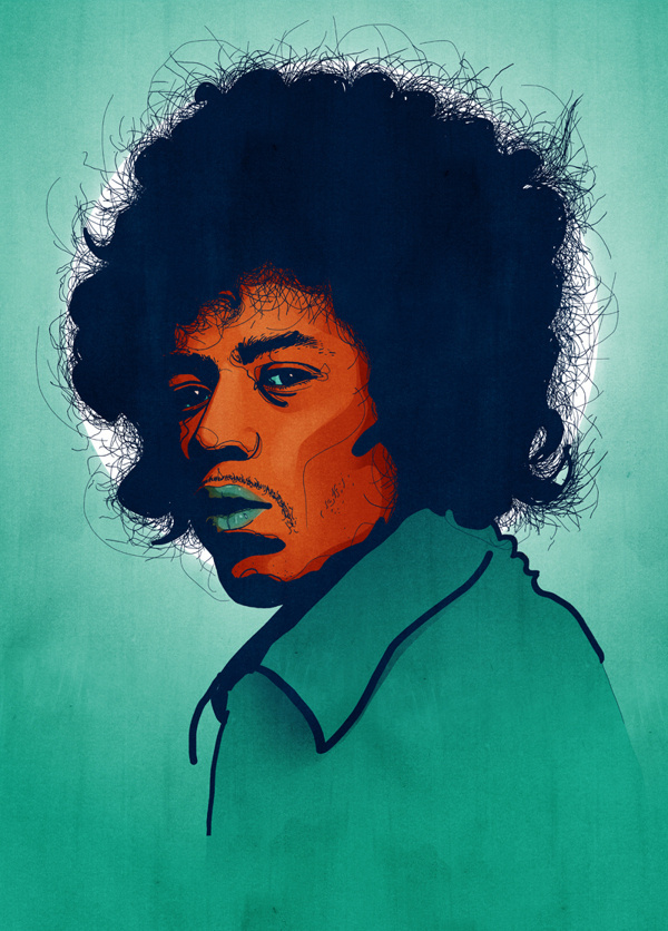 Jimi Hendrix portrait | Tobias Hall #illustration