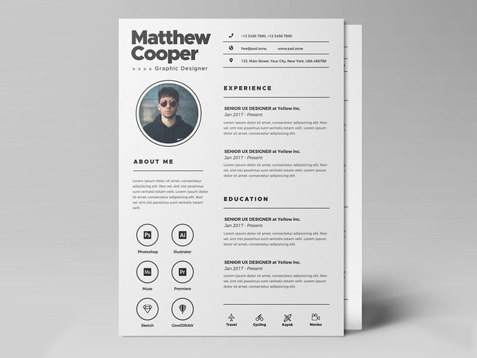 Free Clean PSD Resume Template for Any Job Opportunity