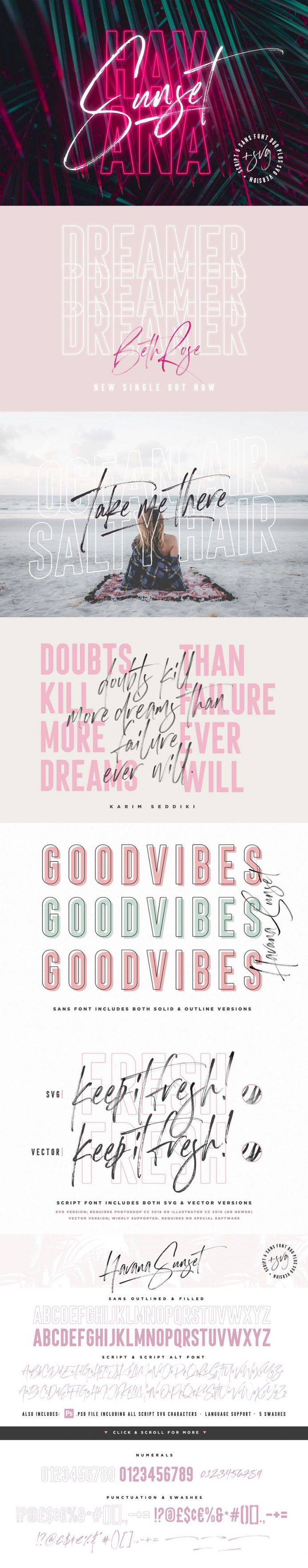 Havana Sunset Font Duo + SVG