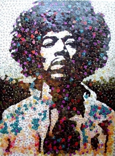 Graphic Design & Web Design Blog: Portrait of Jimmi Hendrix Made out of Guitar Picks #music