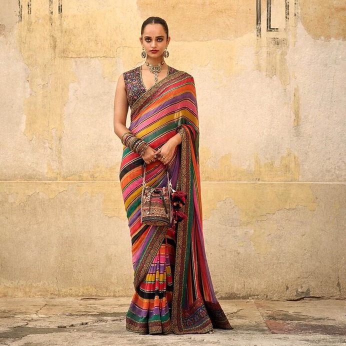 Colorfull Saree with strips
