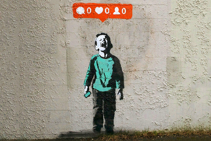 Street Art Shows Social Media Culture Through Graffiti #instagram #graffiti #facebook #hashtag #art #street #media #social
