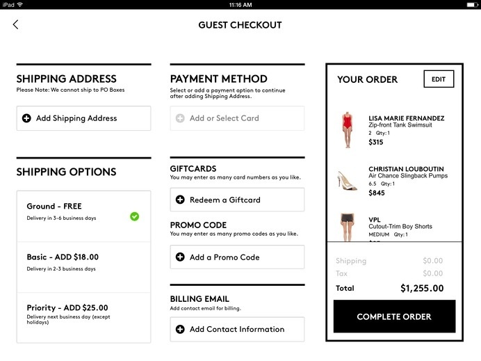 Barneys New York #ipad #checkou #ui