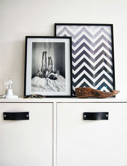 Leather handles, floated wood and framed chevrons poster
