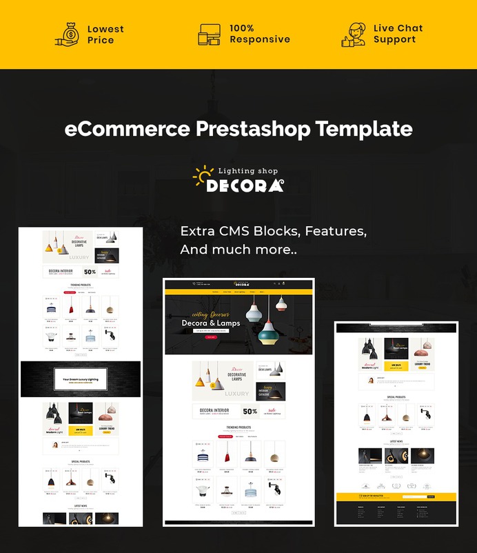 #Decora #Lighting #Home #Decor Shop - #Prestashop #Responsive #Theme | #TemplateTrip #eCommerce #Website #Design #Template