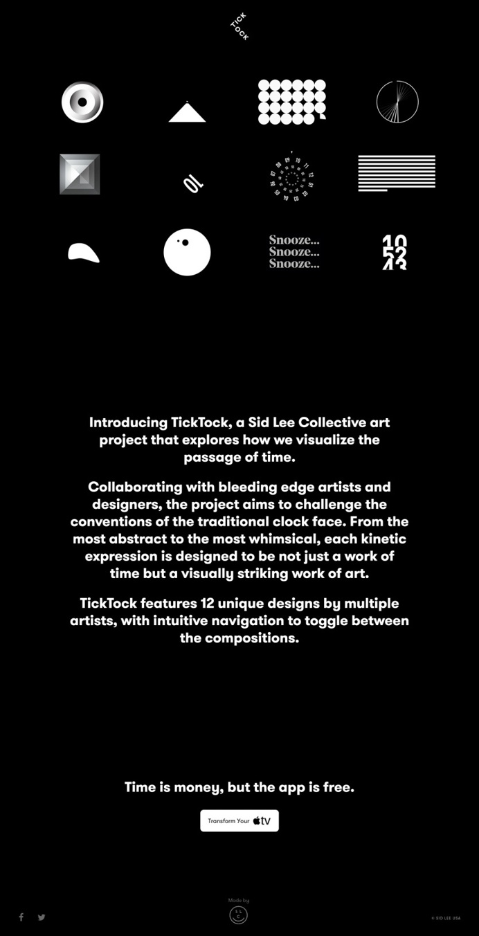 tock tock watch website webdesign minimal black and white beautiful simple clean ny sid lee inspiration award site of the day mindsparkle ma