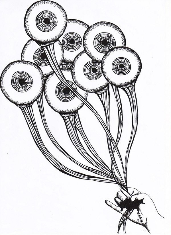 See: to perceive with the eyes #see #eyes #illustration #ballons #bw