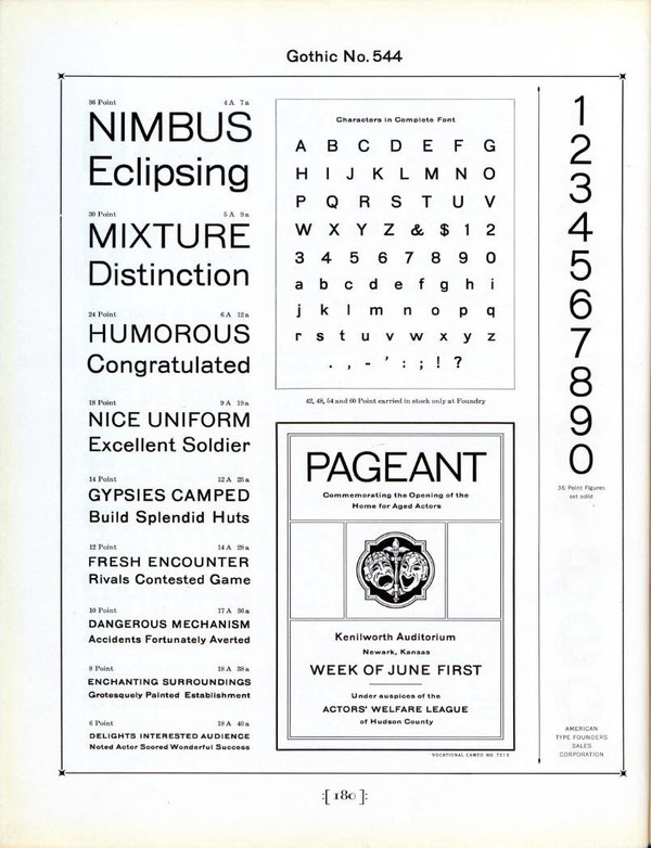 Gothic No. 544 originated at MacKellar, Smiths and Jordan circa 1889. #type #specimen #typography