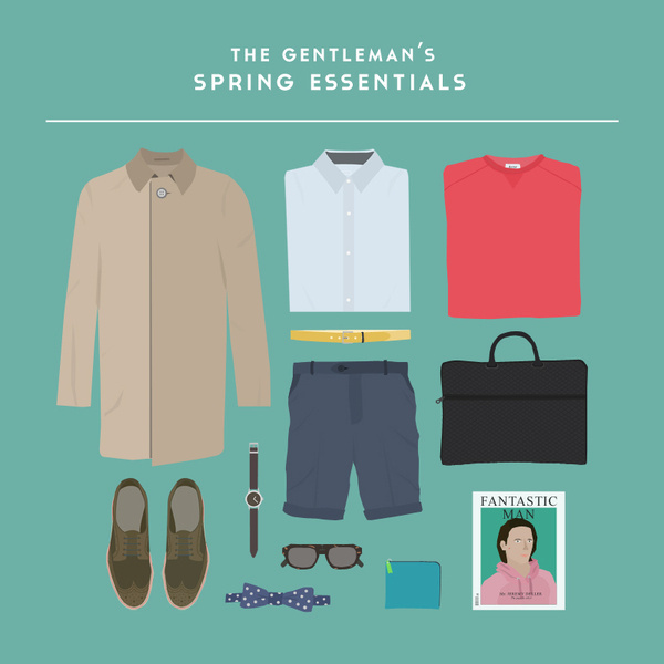 The Gentleman's Spring Essentials by farfetch.com #organised #illustration #gentleman #minimal #poster #fashion #minimalist #style