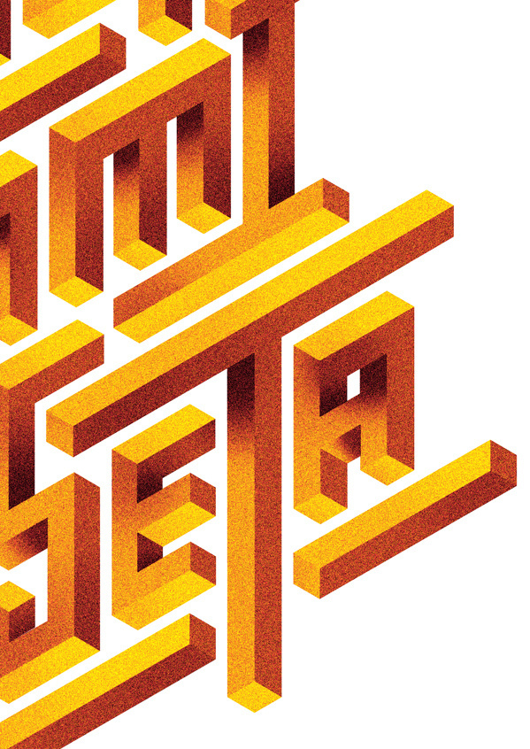 Impossible lettering #impossible #illustration #typeface #gradient #cool #font #text #lettering #perspective #geometric #shirt #cover #editorial #poster #duotone #type #geometrical #noise #grid #minimal #3d