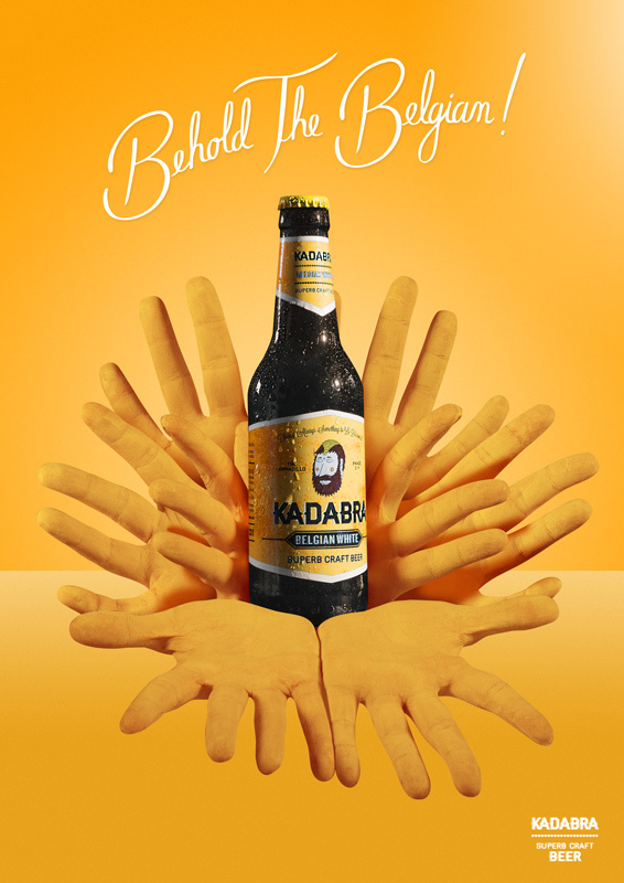 #yellow #bottle #beer #retro #typography #lettering #kadabra #hands