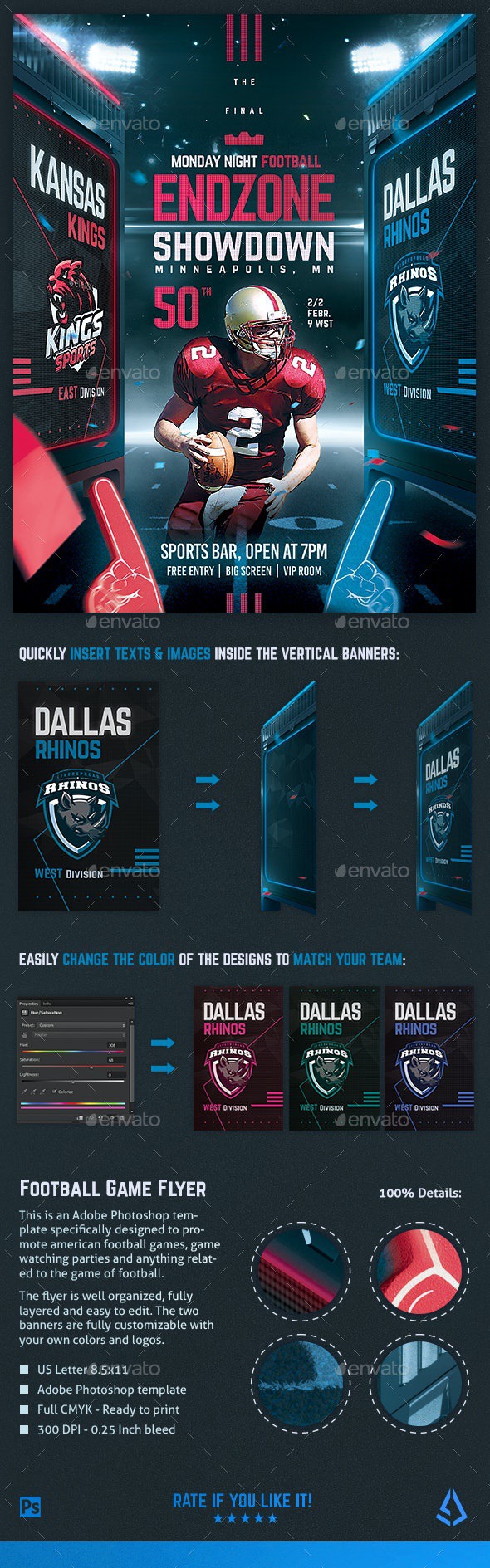 Football Superball Flyer v8 American Football Poster Template - Sports Events