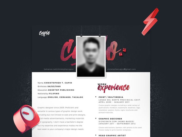 Single Page Resume - Free Single Page Resume Template in PSD Format