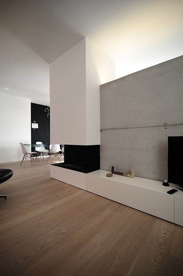 house SD, RosÃ Rosa', 2012 #interior #concrete #home #wood #fireplace #eames
