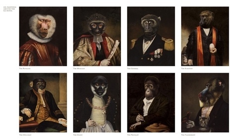 Identity Programmes | Winner | SLS Identity | Design Week Awards 2009 #gbh #mischevious #interesting #cheeky #monkey #portraits #sls #idea #hotel #fun