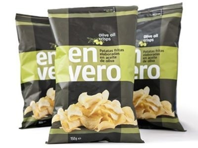 Olive oil crisps bag #packaging