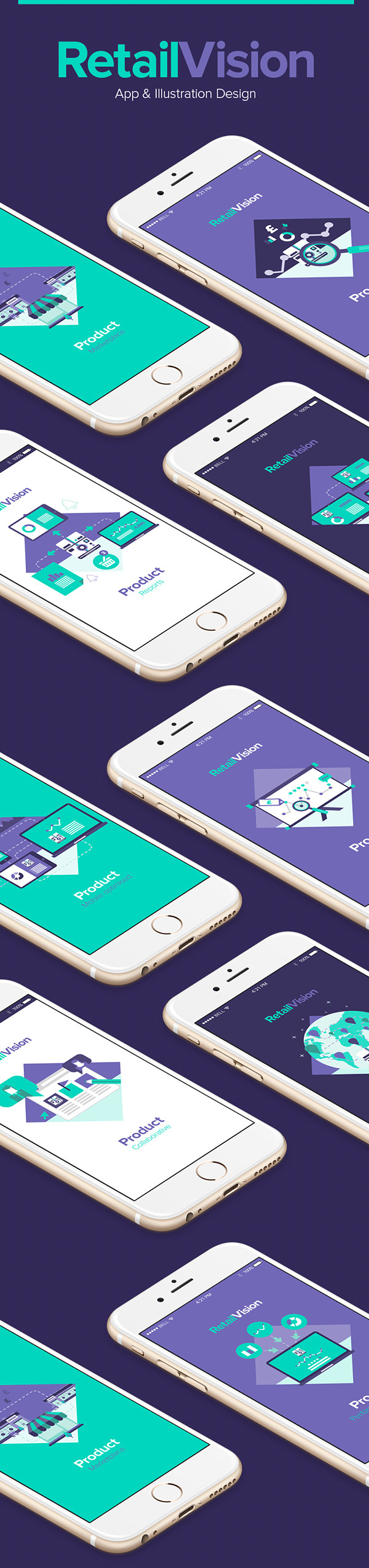 RetailVision // App & Illustration on Behance #flat #green #ux #icon #responsive #color #ui #app #mobile #purple #mac