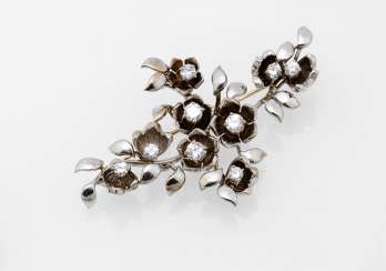 Flower branch brooch with diamonds