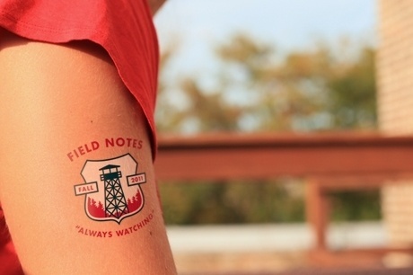 FIELD NOTES COLORS: "FIRE SPOTTER" EDITION #white #red #icons #black #crest #simple #logo #silhouettes #trees
