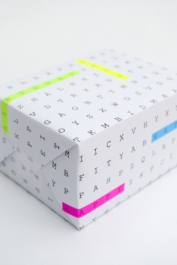 DIY word search gift wrap