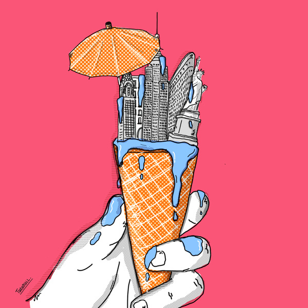 Summer heat waves, An illustrated NY #turnbull #yodel #cream #cone #global #travel #adam #summer #nyc #ice