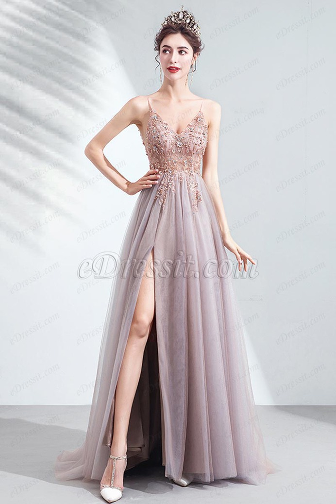 eDressit Spaghetti Beads High Slit Ball Party Dress (36224908)