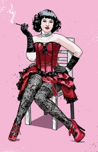 After Hours Art Print by Matt Fontaine | Society6 #cleavage #vector #woman #classy #pink #digital #illustration #figure #burlesque #lady
