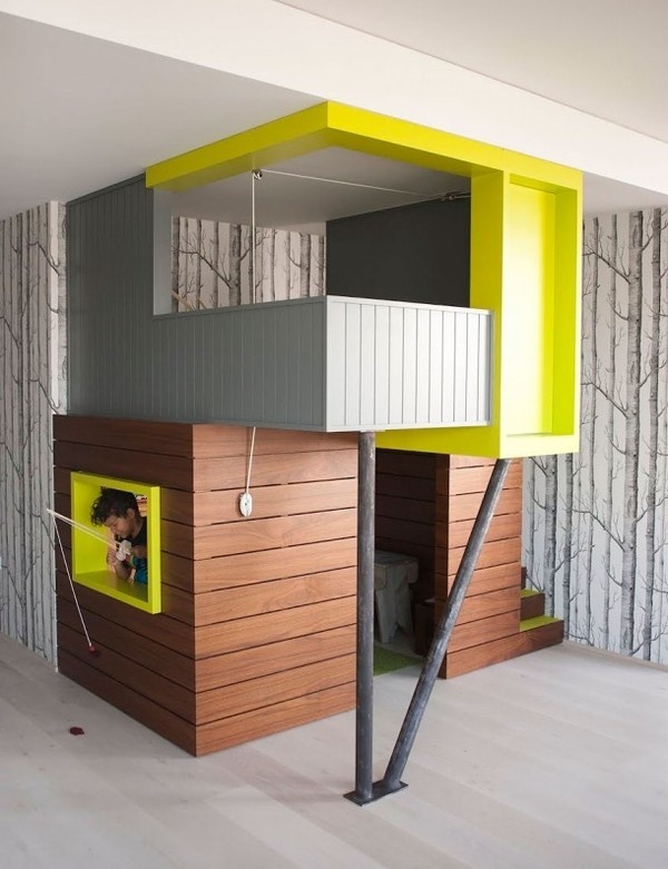 Kids play room with child house #interior #painting #art #kids #apartment #room