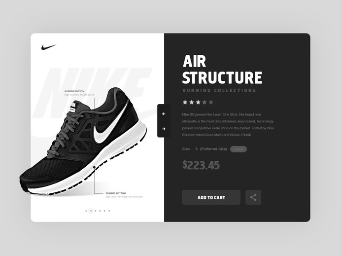 Product Page ui flat website material design sketch futuristic metro modern nike store ultra