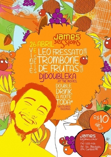 trombone e leo - marianapoczapski #illustration #colors #fruits #poster
