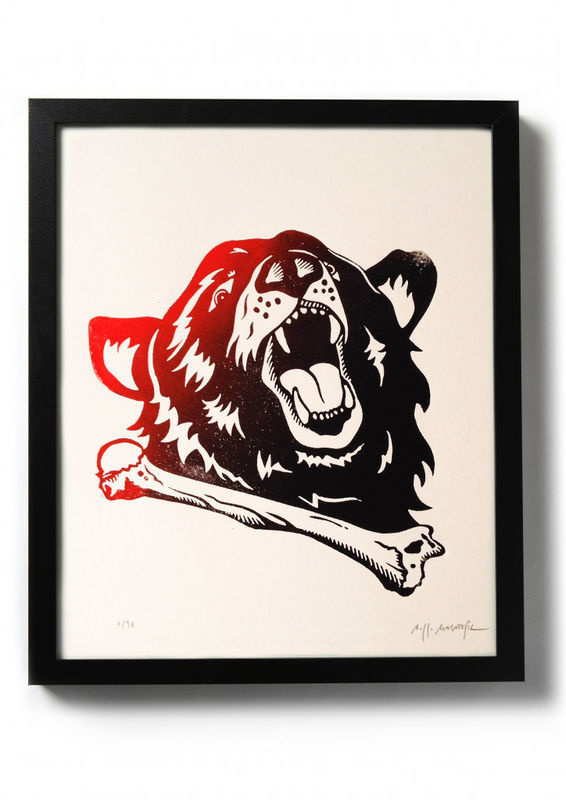URSUS - Original relief. Hand printed. - product images of #ink #printmaking #print #design #drawing #tattoo #illustration #traditional #art #diy #linocut