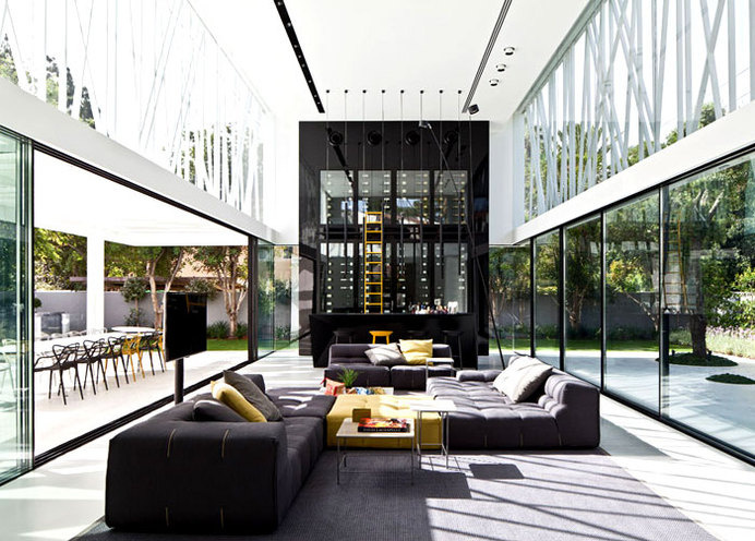 Party House Project by Pitsou Kedem Architects six meter tall wine cooler #interior #design #decor #living #livingroom #room