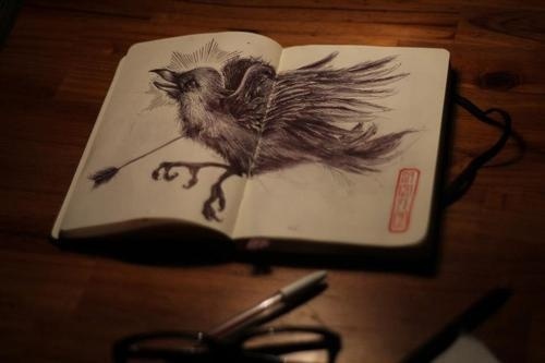 Sketch #sketch #moleskine #draw #raven