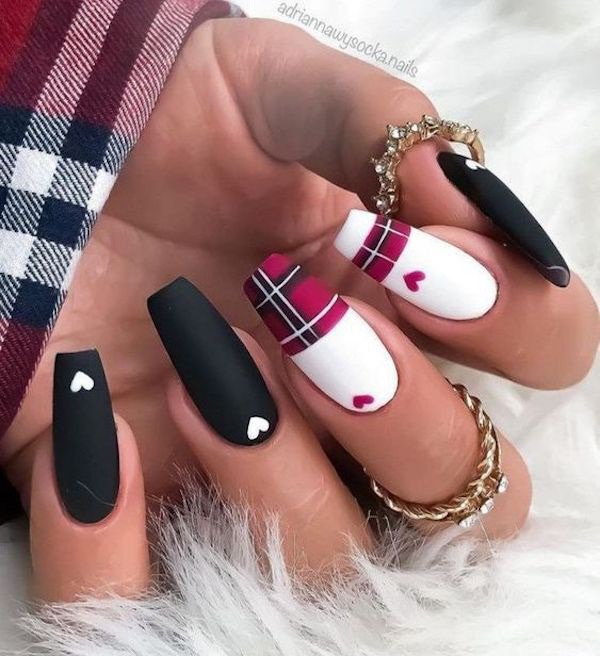 #Plaid  #Hearts  #nail #art